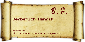 Berberich Henrik névjegykártya